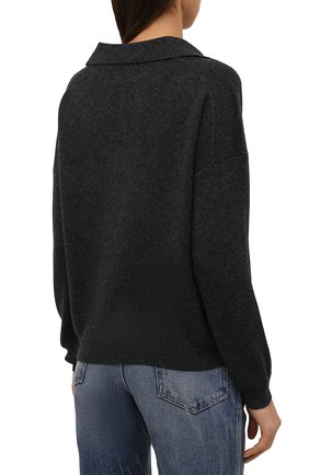Женский кашемировый пуловер ALLUDE темно-серого цвета, арт. 215/11222 | Фото 4 (Материал внешний: Шерсть, Кашемир; Рукава: Длинные; Длина (для топов): Стандартные; Женское Кросс-КТ: Пуловер-одежда; Стили: Кэжуэл)