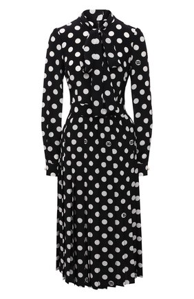 Женское шелковое платье DOLCE & GABBANA черно-белого цвета по цене 214500 руб., арт. F6R2ST/IS1I8 | Фото 1 Женское шелковое платье DOLCE & GABBANA черно-белого цвета, арт. F6R2ST/IS1I8 | Фото 1 (Рукава: Длинные; Материал внешний: Шелк; Стили: Романтичный; Случай: Вечерний; Женское Кросс-КТ: Платье-одежда; Длина Ж (юбки, платья, шорты): До колена)