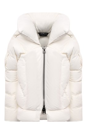 Женский кожаный пуховик TOM FORD белого цвета по цене 569500 руб., арт. CSL681-LEX217 | Фото 1 Женский кожаный пуховик TOM FORD белого цвета, арт. CSL681-LEX217 | Фото 1 (Материал подклада: Купро; Материал утеплителя: Пух и перо; Стили: Кэжуэл; Кросс-КТ: Куртка, Пуховик; Рукава: Длинные; Длина (верхняя одежда): Короткие)