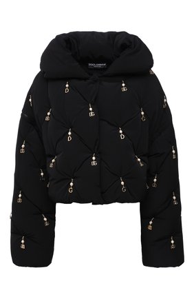 Женская пуховая куртка DOLCE & GABBANA черного цвета по цене 376500 руб., арт. F9J22Z/G7YZW | Фото 1 Женская пуховая куртка DOLCE & GABBANA черного цвета, арт. F9J22Z/G7YZW | Фото 1 (Материал утеплителя: Пух и перо; Материал подклада: Синтетический материал; Длина (верхняя одежда): Короткие; Рукава: Длинные; Материал внешний: Синтетический материал; Стили: Гламурный; Кросс-КТ: Куртка; Женское Кросс-КТ: Пуховик-куртка)
