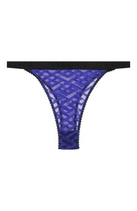 Женские трусы-стринги VERSACE синего цвета по цене 9950 руб., арт. 1002400/1A01647 | Фото 1 Женские трусы-стринги VERSACE синего цвета, арт. 1002400/1A01647 | Фото 1 (Материал внешний: Синтетический материал)