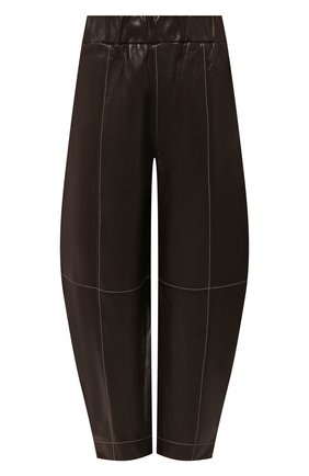Женские кожаные брюки GANNI коричневого цвета, арт. F6293 | Фото 1 (Материал подклада: Синтетический материал; Длина (брюки, джинсы): Стандартные; Стили: Гламурный; Женское Кросс-КТ: Брюки-одежда; Силуэт Ж (брюки и джинсы): Широкие; Материал внешний: Натуральная кожа)
