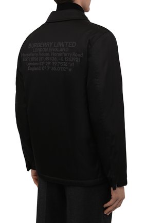 Мужская утепленная куртка BURBERRY черного цвета, арт. 8044130 | Фото 4 (Кросс-КТ: Куртка; Рукава: Длинные; Материал внешний: Синтетический материал; Мужское Кросс-КТ: утепленные куртки; Материал подклада: Синтетический материал; Длина (верхняя одежда): Короткие; Стили: Минимализм)