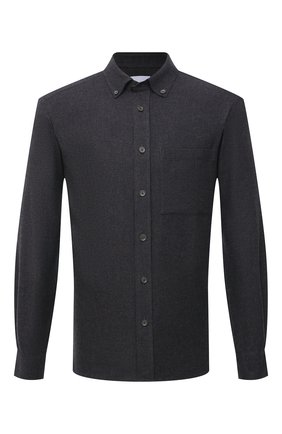 Мужская хлопковая рубашка BURBERRY темно-серого цвета по цене 44600 руб., арт. 8044213 | Фото 1 Мужская хлопковая рубашка BURBERRY темно-серого цвета, арт. 8044213 | Фото 1 (Длина (для топов): Стандартные; Материал внешний: Хлопок; Рукава: Длинные; Случай: Повседневный; Стили: Кэжуэл; Манжеты: На пуговицах; Воротник: Button down; Принт: Однотонные)