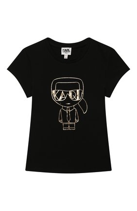 Детская хлопковая футболка KARL LAGERFELD KIDS черного цвета по цене 8400 руб., арт. Z15330 | Фото 1 Детская хлопковая футболка KARL LAGERFELD KIDS черного цвета, арт. Z15330 | Фото 1 (Материал внешний: Хлопок; Рукава: Короткие; Девочки Кросс-КТ: футболка-одежда; Ростовка одежда: 9 лет | 134 см, 12 лет | 152 см, 13 - 15 лет | 158 см, 16 лет | 164 см, 7 лет | 122 см)