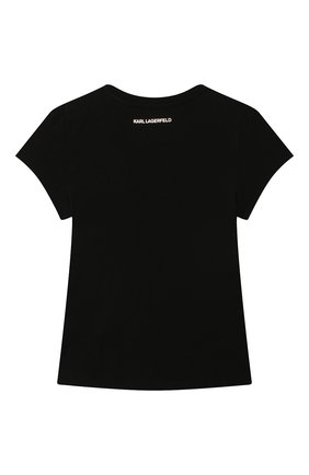 Детская хлопковая футболка KARL LAGERFELD KIDS черного цвета по цене 8400 руб., арт. Z15330 | Фото 2 Детская хлопковая футболка KARL LAGERFELD KIDS черного цвета, арт. Z15330 | Фото 2 (Материал внешний: Хлопок; Рукава: Короткие; Девочки Кросс-КТ: футболка-одежда; Ростовка одежда: 9 лет | 134 см, 12 лет | 152 см, 13 - 15 лет | 158 см, 16 лет | 164 см, 7 лет | 122 см)