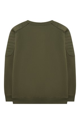 Детский хлопковый свитшот BALMAIN хаки цвета по цене 24400 руб., арт. 6P4650 | Фото 2 Детский хлопковый свитшот BALMAIN хаки цвета, арт. 6P4650 | Фото 2 (Рукава: Длинные; Материал внешний: Хлопок; Мальчики Кросс-КТ: Толстовка-одежда)