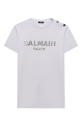 Детская хлопковая футболка BALMAIN белого цвета по цене 12900 руб., арт. 6P8641 | Фото 1 Детская хлопковая футболка BALMAIN белого цвета, арт. 6P8641 | Фото 1 (Материал внешний: Хлопок; Рукава: Короткие; Девочки Кросс-КТ: футболка-одежда)