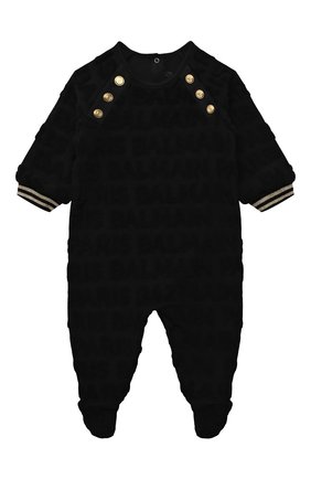 Детский комплект из комбинезона с шапкой BALMAIN черного цвета по цене 39950 руб., арт. 6P8B40 | Фото 2 Детский комплект из комбинезона с шапкой BALMAIN черного цвета, арт. 6P8B40 | Фото 2 (Материал внешний: Хлопок; Рукава: Длинные; Материал подклада: Хлопок)