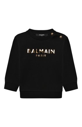 Детский хлопковый свитшот BALMAIN черного цвета по цене 17250 руб., арт. 6P4860 | Фото 1 Детский хлопковый свитшот BALMAIN черного цвета, арт. 6P4860 | Фото 1 (Рукава: Длинные; Материал внешний: Хлопок)