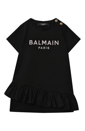 Женский хлопковое платье BALMAIN черного цвета по цене 19950 руб., арт. 6P1921 | Фото 1 Женский хлопковое платье BALMAIN черного цвета, арт. 6P1921 | Фото 1 (Рукава: Короткие; Материал внешний: Хлопок; Малыши: Малыши)