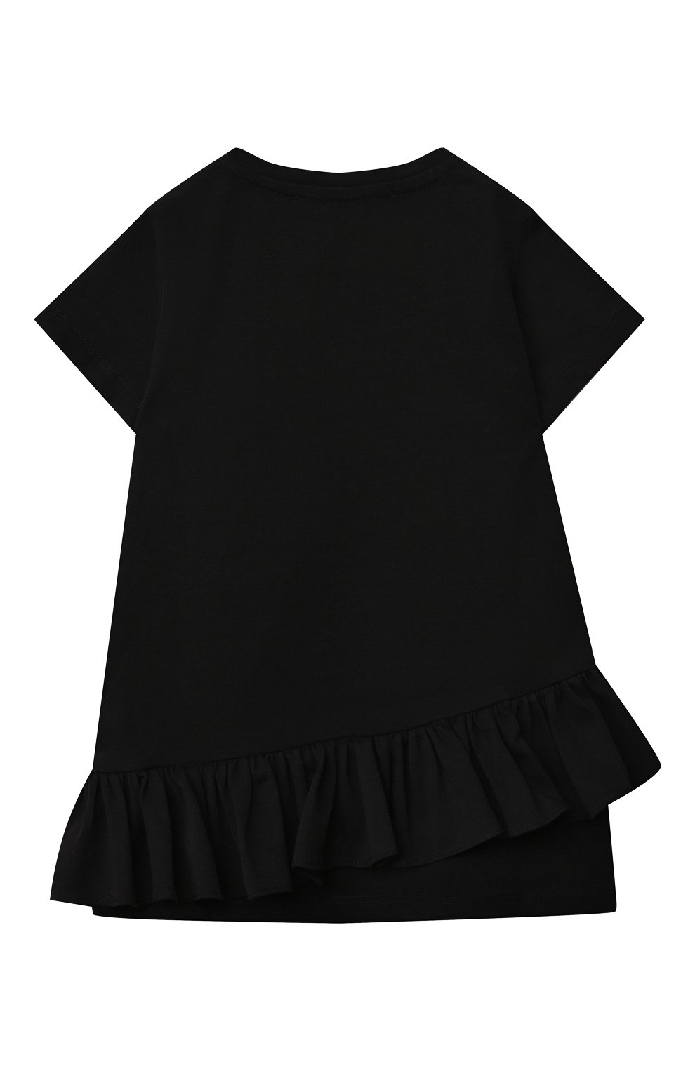Женский хлопковое платье BALMAIN черного цвета, арт. 6P1921 | Фото 2 (Рукава: Короткие; Материал внешний: Хлопок; Малыши: Малыши)