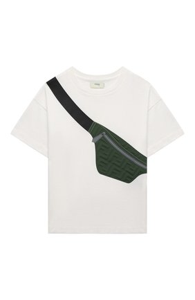 Детская хлопковая футболка FENDI белого цвета по цене 36750 руб., арт. JMI374/7AJ/8A-12+ | Фото 1 Детская хлопковая футболка FENDI белого цвета, арт. JMI374/7AJ/8A-12+ | Фото 1 (Материал внешний: Хлопок; Рукава: Короткие; Ростовка одежда: 10 - 11 лет | 140 - 146см, 12 лет | 152 см, 8 лет | 128 см)