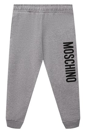 Детские хлопковые джоггеры MOSCHINO серого цвета по цене 8650 руб., арт. HPP02Y/LDA26/10A-14A | Фото 1 Детские хлопковые джоггеры MOSCHINO серого цвета, арт. HPP02Y/LDA26/10A-14A | Фото 1 (Материал внешний: Хлопок; Девочки Кросс-КТ: Брюки-спорт)