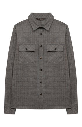 Детская шерстяная рубашка LORO PIANA серого цвета по цене 38250 руб., арт. FAL7481 | Фото 1 Детская шерстяная рубашка LORO PIANA серого цвета, арт. FAL7481 | Фото 1 (Рукава: Длинные; Материал внешний: Шерсть; Случай: Повседневный)