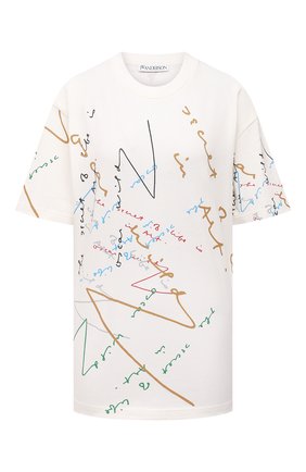 Женская хлопковая футболка JW ANDERSON белого цвета по цене 17950 руб., арт. JT0045 PG0482 | Фото 1 Женская хлопковая футболка JW ANDERSON белого цвета, арт. JT0045 PG0482 | Фото 1 (Длина (для топов): Удлиненные; Материал внешний: Хлопок; Рукава: Короткие; Стили: Романтичный; Принт: С принтом; Женское Кросс-КТ: Футболка-одежда)