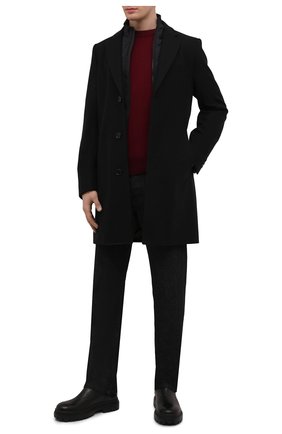 Мужской шерстяное пальто HUGO черного цвета, арт. 50457856 | Фото 2 (Материал внешний: Шерсть; Длина (верхняя одежда): До середины бедра; Стили: Классический; Рукава: Длинные)