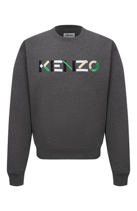 Мужской хлопковый свитшот KENZO серого цвета по цене 24350 руб., арт. FB55SW5234M0 | Фото 1 Мужской хлопковый свитшот KENZO серого цвета, арт. FB55SW5234M0 | Фото 1 (Материал внешний: Хлопок; Мужское Кросс-КТ: свитшот-одежда; Принт: С принтом; Стили: Кэжуэл; Рукава: Длинные; Длина (для топов): Стандартные)