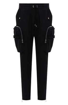 Мужские хлопковые брюки-карго BALMAIN черного цвета, арт. WH0PJ035/C222 | Фото 1 (Длина (брюки, джинсы): Стандартные; Материал подклада: Хлопок; Материал внешний: Хлопок; Силуэт М (брюки): Карго; Случай: Повседневный; Стили: Гранж)
