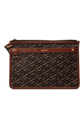 Мужская клатч la greca VERSACE коричневого цвета по цене 68600 руб., арт. 1002245/1A01444 | Фото 1 Мужская клатч la greca VERSACE коричневого цвета, арт. 1002245/1A01444 | Фото 1 (Материал: Экокожа; Ремень/цепочка: На ремешке; Размер: medium)