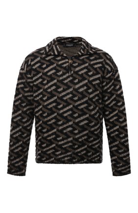 Мужской шерстяной свитер VERSACE хаки цвета по цене 76350 руб., арт. 1002037/1A01603 | Фото 1 Мужской шерстяной свитер VERSACE хаки цвета, арт. 1002037/1A01603 | Фото 1 (Длина (для топов): Стандартные; Рукава: Длинные; Материал внешний: Шерсть; Мужское Кросс-КТ: Свитер-одежда; Принт: С принтом; Стили: Милитари)