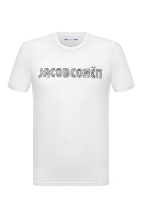 Мужская хлопковая футболка JACOB COHEN белого цвета по цене 18650 руб., арт. U 4 002 01 M 4313/A00 | Фото 1 Мужская хлопковая футболка JACOB COHEN белого цвета, арт. U 4 002 01 M 4313/A00 | Фото 1 (Длина (для топов): Стандартные; Рукава: Короткие; Материал внешний: Хлопок; Принт: С принтом; Стили: Кэжуэл)