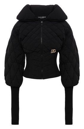 Женская пуховая куртка DOLCE & GABBANA черного цвета по цене 167000 руб., арт. F9J21Z/G7YZV | Фото 1 Женская пуховая куртка DOLCE & GABBANA черного цвета, арт. F9J21Z/G7YZV | Фото 1 (Рукава: Длинные; Материал внешний: Синтетический материал; Материал подклада: Синтетический материал; Длина (верхняя одежда): Короткие; Материал утеплителя: Пух и перо; Стили: Спорт-шик; Кросс-КТ: Куртка; Женское Кросс-КТ: Пуховик-куртка)