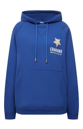 Женский хлопковое худи ERMANNO FIRENZE голубого цвета по цене 26550 руб., арт. D39ET FL07FEL1 | Фото 1 Женский хлопковое худи ERMANNO FIRENZE голубого цвета, арт. D39ET FL07FEL1 | Фото 1 (Материал внешний: Хлопок; Длина (для топов): Стандартные; Рукава: Длинные; Стили: Спорт-шик; Женское Кросс-КТ: Худи-одежда)