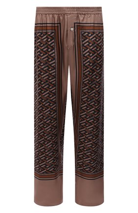 Мужские шелковые пижамные брюки VERSACE коричневого цвета, арт. 1001523/1A01771 | Фото 1 (Материал внешний: Шелк; Длина (брюки, джинсы): Стандартные; Кросс-КТ: домашняя одежда)
