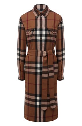 Женское шерстяное платье BURBERRY коричневого цвета по цене 83900 руб., арт. 8046712 | Фото 1 Женское шерстяное платье BURBERRY коричневого цвета, арт. 8046712 | Фото 1 (Рукава: Длинные; Материал внешний: Шерсть; Длина Ж (юбки, платья, шорты): Миди; Женское Кросс-КТ: Платье-одежда, платье-рубашка; Случай: Повседневный; Стили: Кэжуэл)
