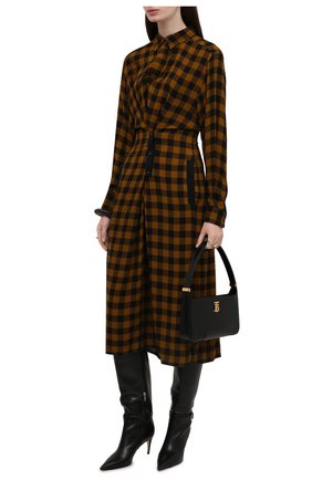 Женское платье из вискозы и шерсти KENZO темно-коричневого цвета по цене 59550 руб., арт. FB62R00495AH | Фото 2 Женское платье из вискозы и шерсти KENZO темно-коричневого цвета, арт. FB62R00495AH | Фото 2 (Материал внешний: Вискоза; Длина Ж (юбки, платья, шорты): Миди; Рукава: Длинные; Женское Кросс-КТ: Платье-одежда, платье-рубашка; Случай: Повседневный; Стили: Кэжуэл)