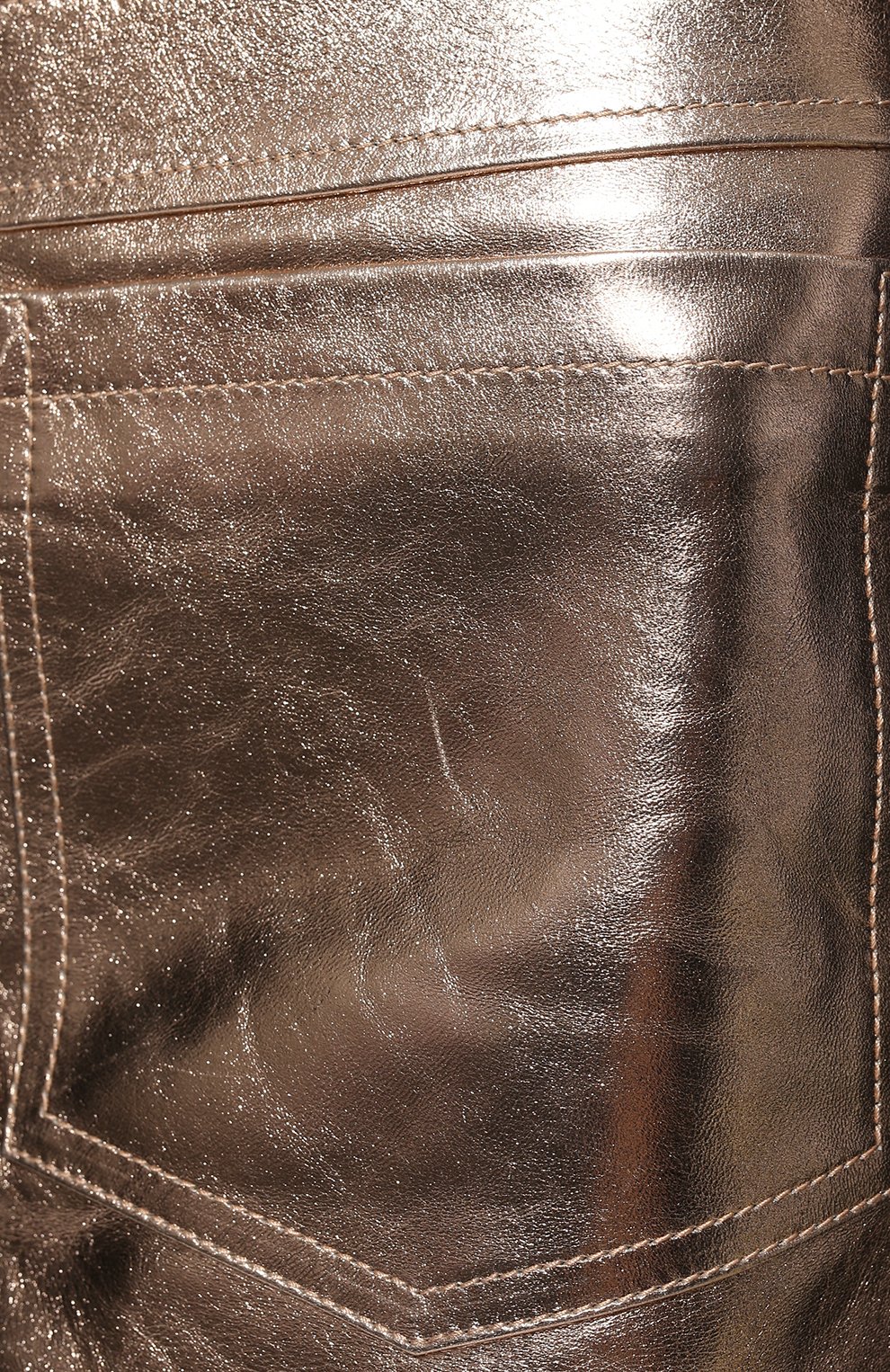 Женская кожаная юбка SAINT LAURENT золотого цвета, арт. 668990/YC2XP | Фото 5 (Длина Ж (юбки, платья, шорты): Мини; Стили: Гранж; Женское Кросс-КТ: Юбка-одежда; Материал внешний: Натуральная кожа; Материал подклада: Купро)
