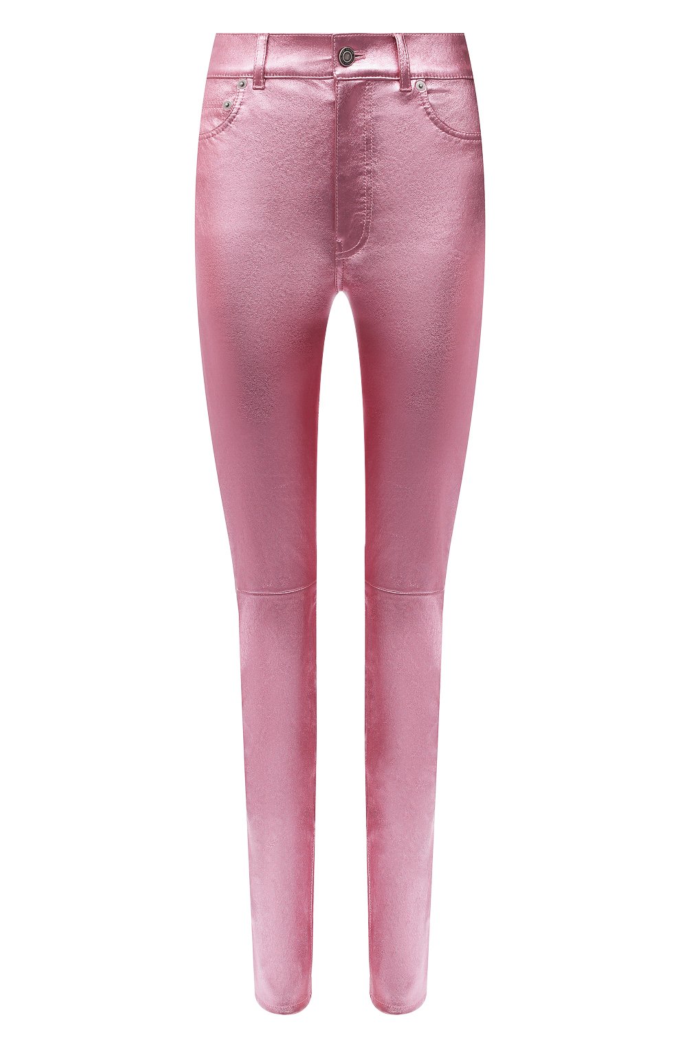 Женские кожаные брюки SAINT LAURENT розового цвета, арт. 619744/YC2XG | Фото 1 (Стили: Гламурный; Длина (брюки, джинсы): Стандартные; Женское Кросс-КТ: Брюки-одежда, Кожаные брюки; Региональные ограничения белый список (Axapta Mercury): RU; Материал внешний: Натуральная кожа; Силуэт Ж (брюки и джинсы): Узкие; Материал подклада: Хлопок)