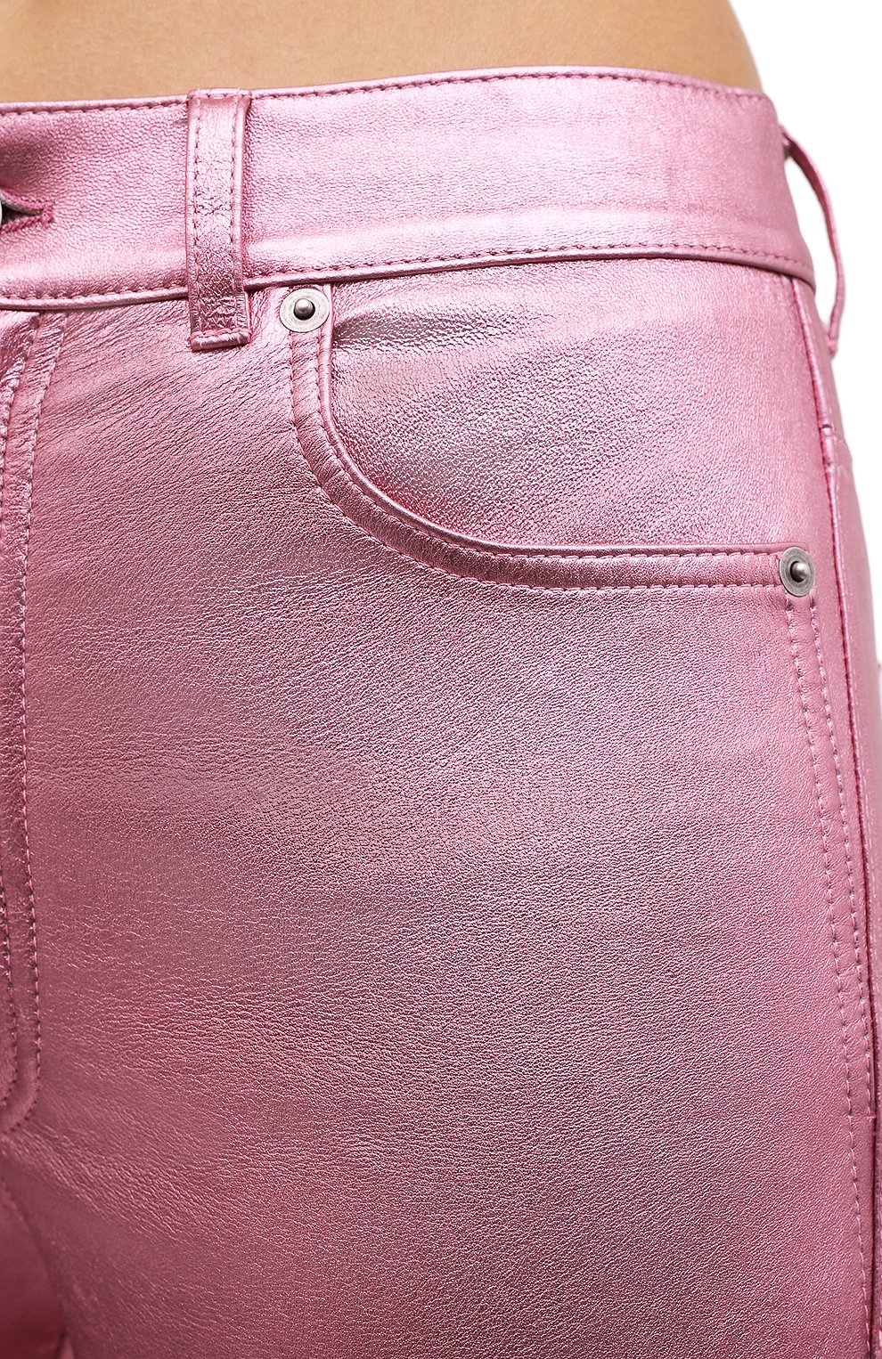 Женские кожаные брюки SAINT LAURENT розового цвета, арт. 619744/YC2XG | Фото 5 (Стили: Гламурный; Длина (брюки, джинсы): Стандартные; Женское Кросс-КТ: Брюки-одежда, Кожаные брюки; Региональные ограничения белый список (Axapta Mercury): RU; Материал внешний: Натуральная кожа; Силуэт Ж (брюки и джинсы): Узкие; Материал подклада: Хлопок)