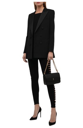 Женский комбинезон SAINT LAURENT черного цвета по цене 143000 руб., арт. 671249/Y75H0 | Фото 2 Женский комбинезон SAINT LAURENT черного цвета, арт. 671249/Y75H0 | Фото 2 (Рукава: Длинные; Материал внешний: Вискоза; Длина (брюки, джинсы): Укороченные; Женское Кросс-КТ: Комбинезон-одежда; Стили: Гламурный; Случай: Повседневный)