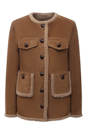 Женская дубленка из овчины SAINT LAURENT коричневого цвета по цене 458500 руб., арт. 677242/YC2AA | Фото 1 Женская дубленка из овчины SAINT LAURENT коричневого цвета, арт. 677242/YC2AA | Фото 1 (Материал внешний: Натуральный мех; Длина (верхняя одежда): Короткие; Рукава: Длинные; Стили: Кэжуэл)