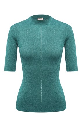Женский пуловер SAINT LAURENT голубого цвета по цене 66250 руб., арт. 670561/Y75GJ | Фото 1 Женский пуловер SAINT LAURENT голубого цвета, арт. 670561/Y75GJ | Фото 1 (Длина (для топов): Стандартные; Материал внешний: Синтетический материал, Металлизированное волокно; Рукава: 3/4; Женское Кросс-КТ: Пуловер-одежда; Стили: Романтичный)