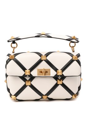 Женская сумка roman stud large VALENTINO черно-белого цвета по цене 243500 руб., арт. WW0B0I60/ZDF | Фото 1 Женская сумка roman stud large VALENTINO черно-белого цвета, арт. WW0B0I60/ZDF | Фото 1 (Материал: Натуральная кожа; Сумки-технические: Сумки top-handle; Размер: large; Ремень/цепочка: На ремешке)