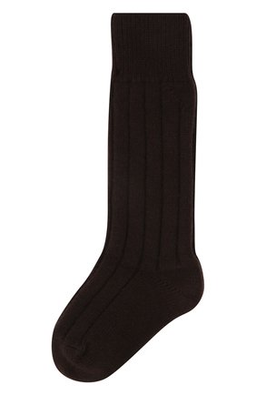 Женские кашемировые носки BOTTEGA VENETA темно-коричневого цвета, арт. 670179/V0900 | Фото 1 (Материал внешний: Шерсть, Кашемир)