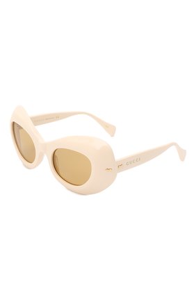 Женские солнцезащитные очки GUCCI кремвого цвета, арт. 663785/J0740 | Фото 1 (Тип очков: С/з; Очки форма: Cat-eye)