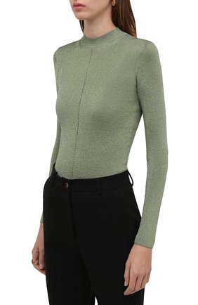Женский пуловер из вискозы SAINT LAURENT светло-зеленого цвета, арт. 670073/Y75GK | Фото 3 (Рукава: Длинные; Стили: Гламурный; Длина (для топов): Стандартные; Материал внешний: Вискоза; Женское Кросс-КТ: Пуловер-одежда)