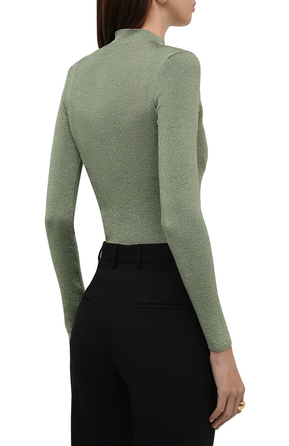 Женский пуловер из вискозы SAINT LAURENT светло-зеленого цвета, арт. 670073/Y75GK | Фото 4 (Рукава: Длинные; Стили: Гламурный; Длина (для топов): Стандартные; Материал внешний: Вискоза; Женское Кросс-КТ: Пуловер-одежда)