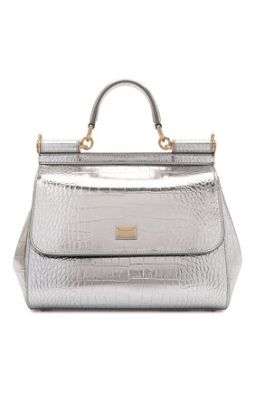 Женская сумка sicily medium DOLCE & GABBANA серебряного цвета по цене 169500 руб., арт. BB6002/AJ244 | Фото 1 Женская сумка sicily medium DOLCE & GABBANA серебряного цвета, арт. BB6002/AJ244 | Фото 1 (Ремень/цепочка: На ремешке; Размер: medium; Материал: Натуральная кожа; Сумки-технические: Сумки top-handle)