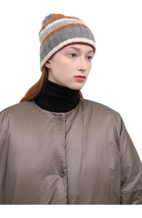 Женская кашемировая шапка LORO PIANA светло-серого цвета по цене 29950 руб., арт. FAL6083 | Фото 2 Женская кашемировая шапка LORO PIANA светло-серого цвета, арт. FAL6083 | Фото 2 (Материал: Шерсть, Кашемир)