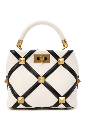 Женская сумка roman stud small VALENTINO черно-белого цвета по цене 226000 руб., арт. WW0B0I97/ZDF | Фото 1 Женская сумка roman stud small VALENTINO черно-белого цвета, арт. WW0B0I97/ZDF | Фото 1 (Материал: Натуральная кожа; Сумки-технические: Сумки top-handle; Размер: small)