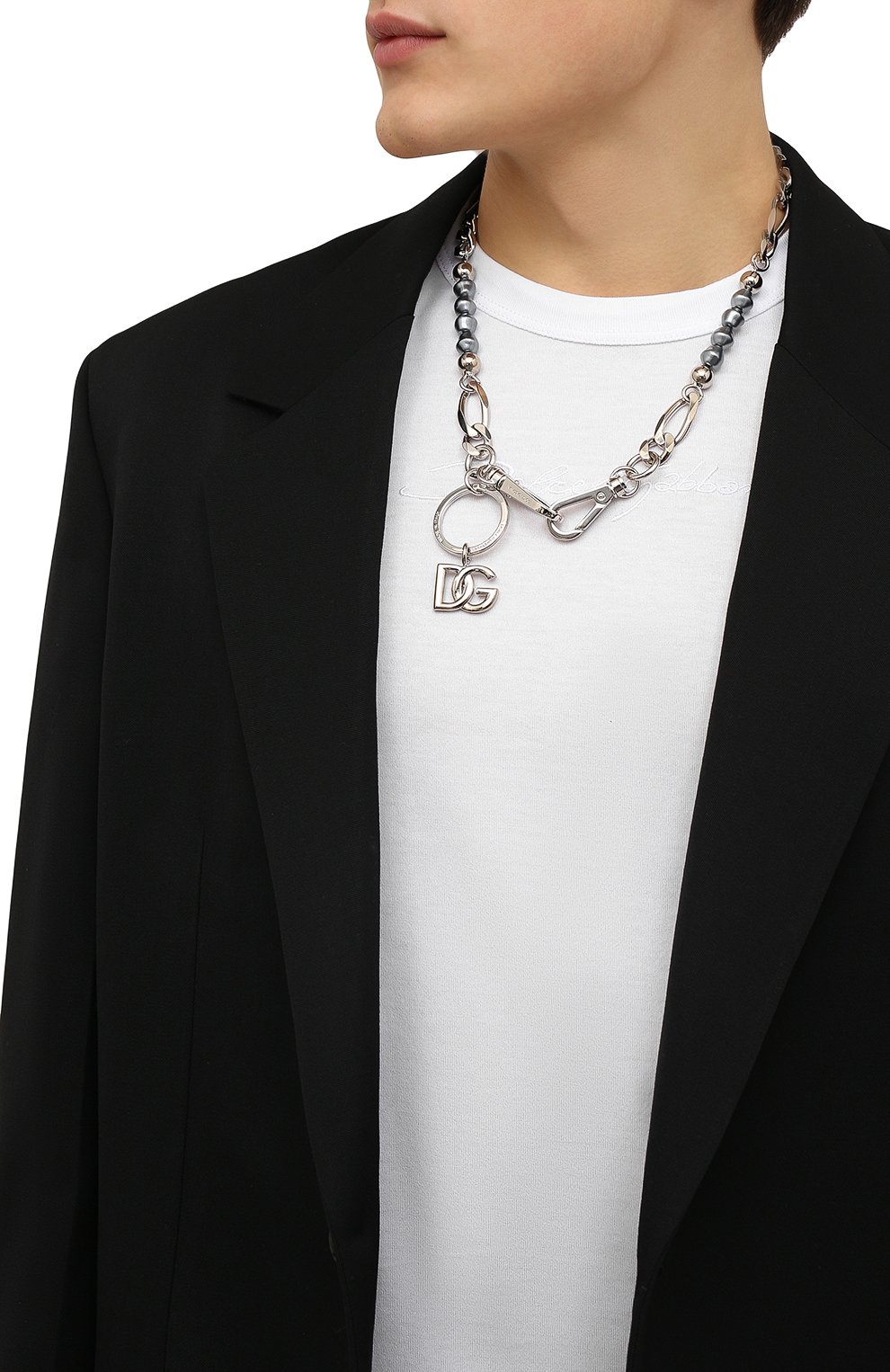 Мужского колье DOLCE & GABBANA серебряного цвета по цене 114500 руб., арт. WNN7P4/W1111 | Фото 2 Мужского колье DOLCE & GABBANA серебряного цвета, арт. WNN7P4/W1111 | Фото 2 (Материал: Металл)
