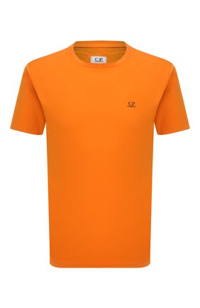 Мужская хлопковая футболка C.P. COMPANY оранжевого цвета, арт. 11CMTS037A-005100W | Фото 1 (Рукава: Короткие; Длина (для топов): Стандартные; Принт: С принтом; Материал внешний: Хлопок; Стили: Спорт-шик)