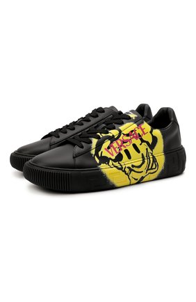 Мужские кожаные кеды greca VERSACE черного цвета по цене 51350 руб., арт. DSU8404/1A01998 | Фото 1 Мужские кожаные кеды greca VERSACE черного цвета, арт. DSU8404/1A01998 | Фото 1 (Подошва: Массивная; Материал внутренний: Натуральная кожа; Материал внешний: Кожа)