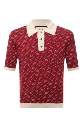 Мужское поло из хлопка и шелка GUCCI бордового цвета по цене 95250 руб., арт. 655100/XKBWA | Фото 1 Мужское поло из хлопка и шелка GUCCI бордового цвета, арт. 655100/XKBWA | Фото 1 (Материал внешний: Хлопок, Шелк; Рукава: Короткие; Длина (для топов): Стандартные; Застежка: Пуговицы; Кросс-КТ: Трикотаж; Стили: Кэжуэл)