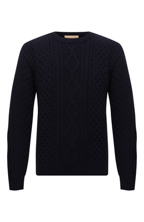 Мужской шерстяной свитер GUCCI темно-синего цвета по цене 117000 руб., арт. 653848/XKBU0 | Фото 1 Мужской шерстяной свитер GUCCI темно-синего цвета, арт. 653848/XKBU0 | Фото 1 (Материал внешний: Шерсть; Рукава: Длинные; Длина (для топов): Стандартные; Мужское Кросс-КТ: Свитер-одежда; Принт: Без принта; Стили: Кэжуэл)